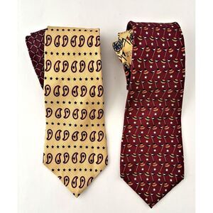 Tommy Hilfiger Mens Silk Neckties Novelty Paisley Made USA Vintage Business